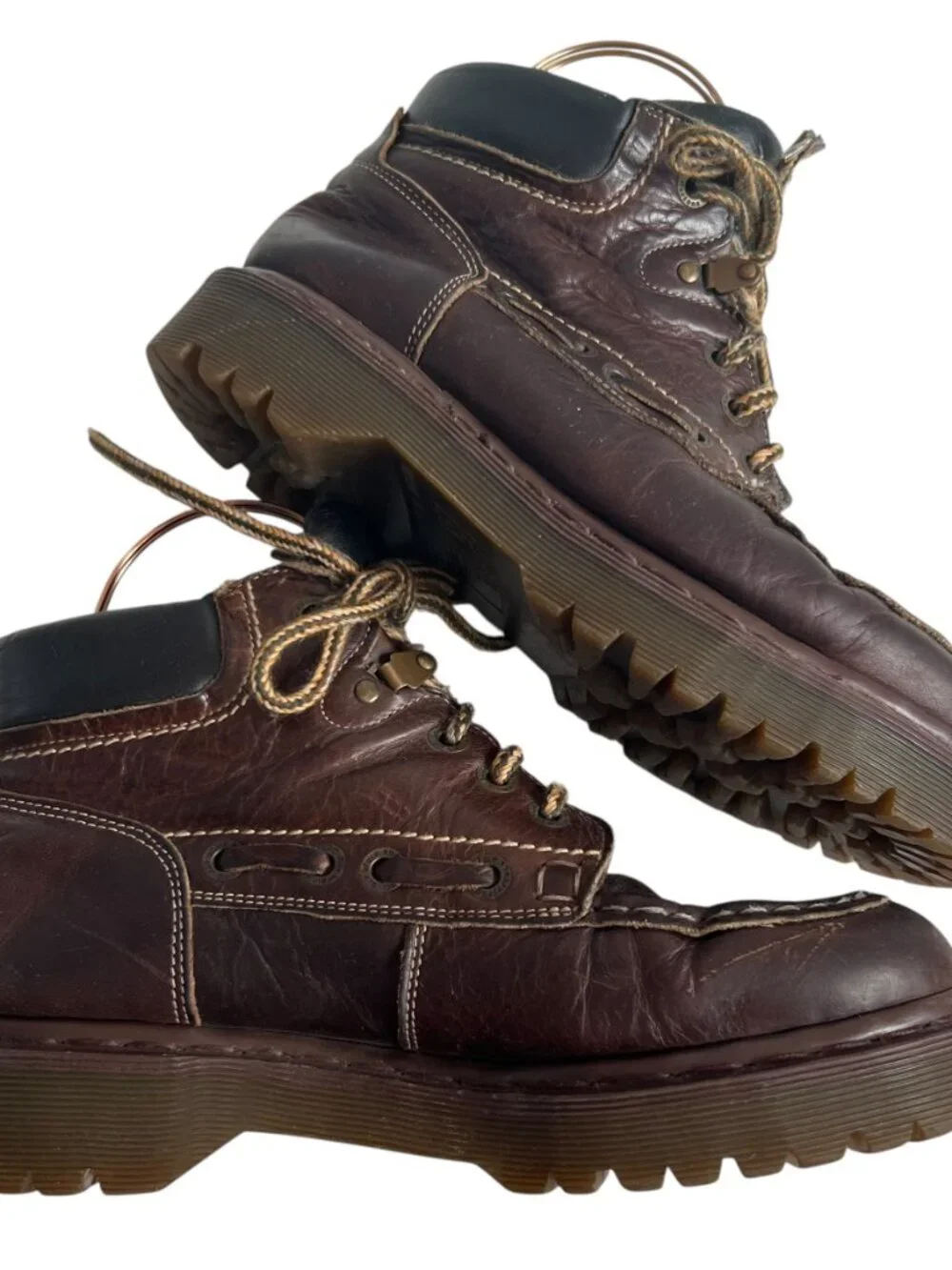 Vintage Dr Martens boots oiled brown leather moc toe UK 8 US mens 9 lace up